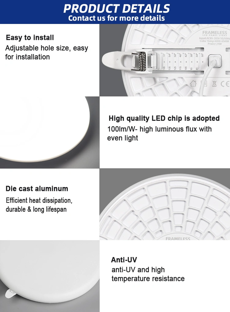 Keou RoHS Nature White 9W 18W 24W 36W Recessed Round Ceiling Light LED Panel Light