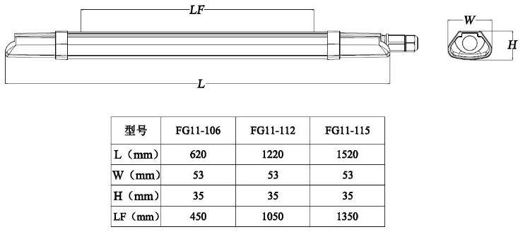 2FT 4FT 5FT Waterproof IP65 LED Vapor Tight Light Fixture