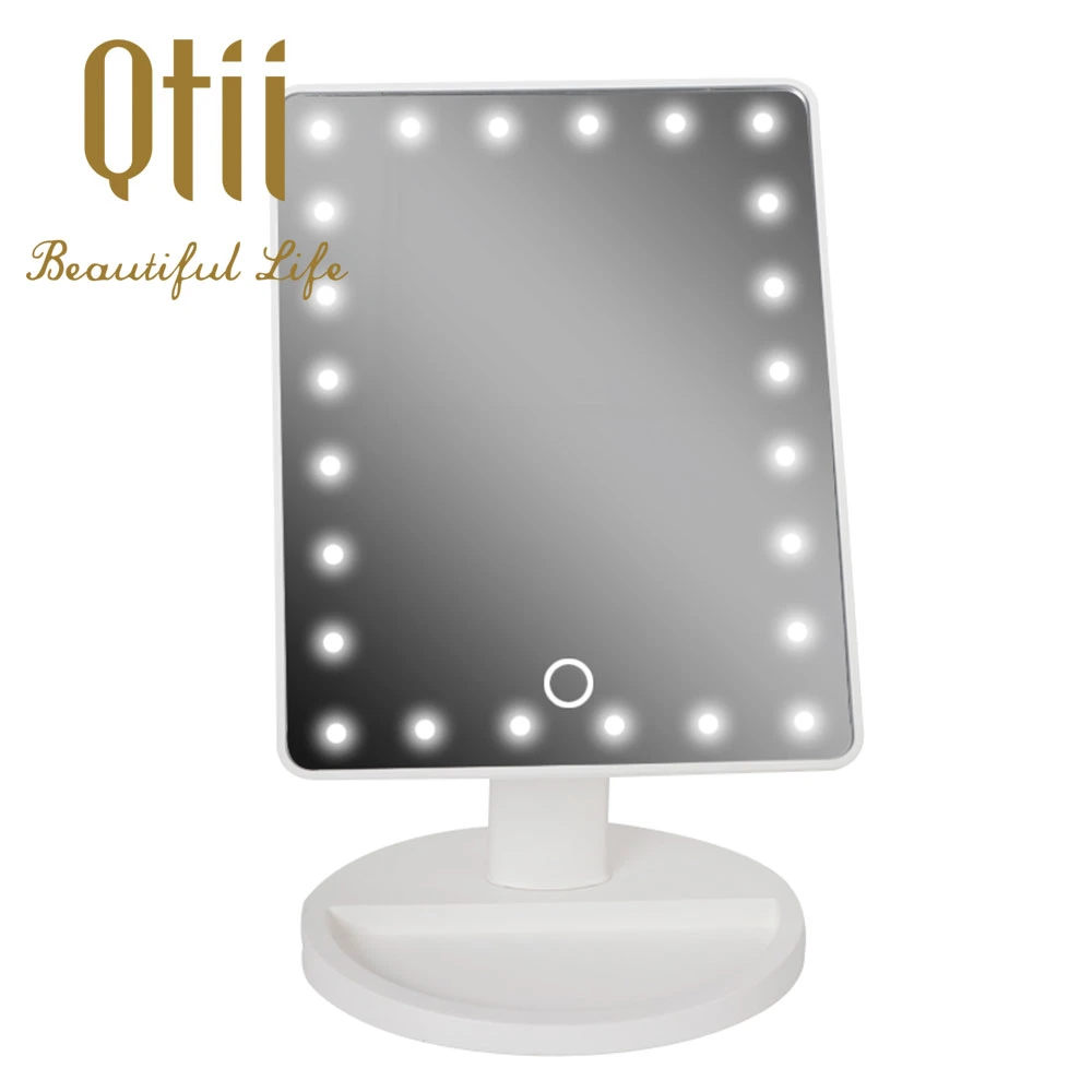 24 LED Lights with Touch Sensor Table Makeup Mirror with USB or Batteries for Home and Travelling