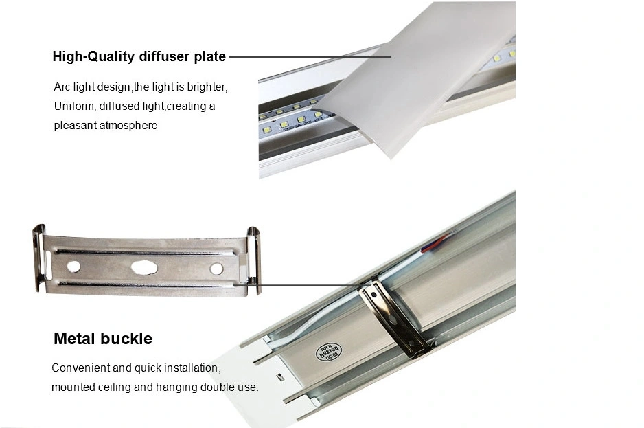 IP65 Tri-Proof LED Batten Tube Integrated Linear Batten for Warehouse Parking Lot Office