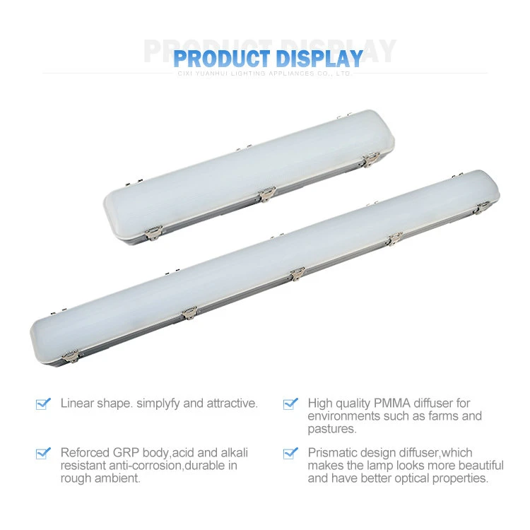 LED Triproof Light 600mm 15W 24W Dali Emergency IP66 Waterproof Light Triproof Light LED Vapor-Tight Fixture